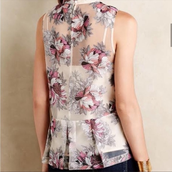 MOULINETTE SOEURS TERRACE SWING SHEER PEPLUM BLOUSE WITH CAMI SIZE 6 - Picture 2 of 10